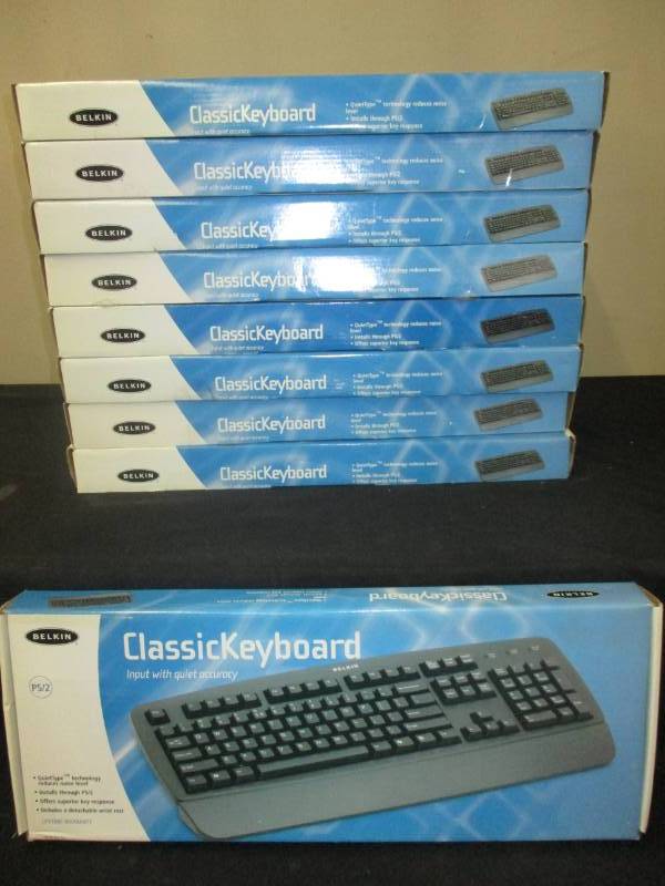 lot 176 image: 9 Classic Belkin Keyboards still in the boxes