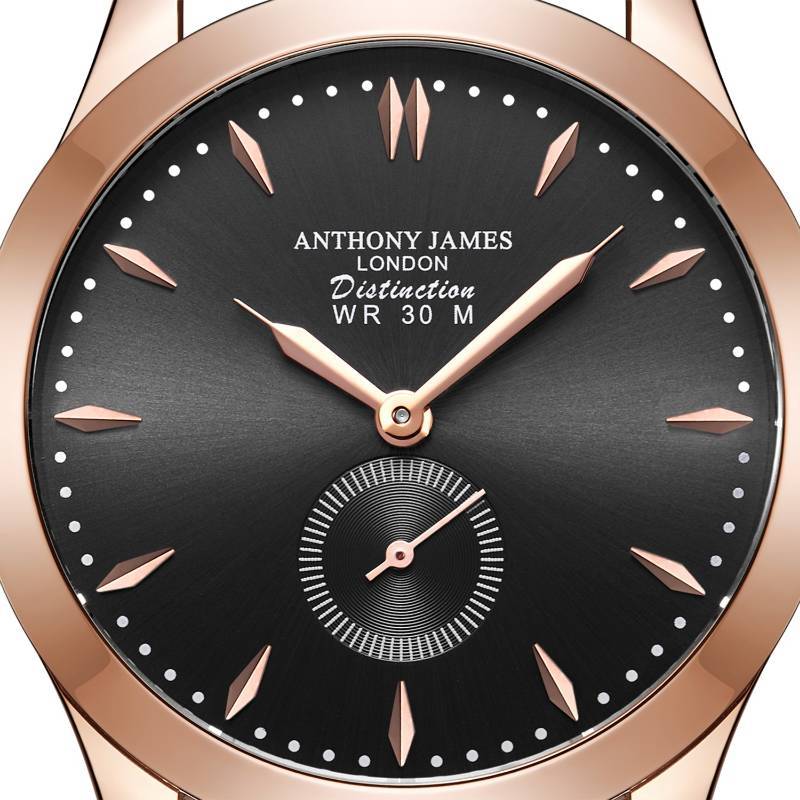 lot 15 image: Anthony James of London Distinction Black and Rose Watch