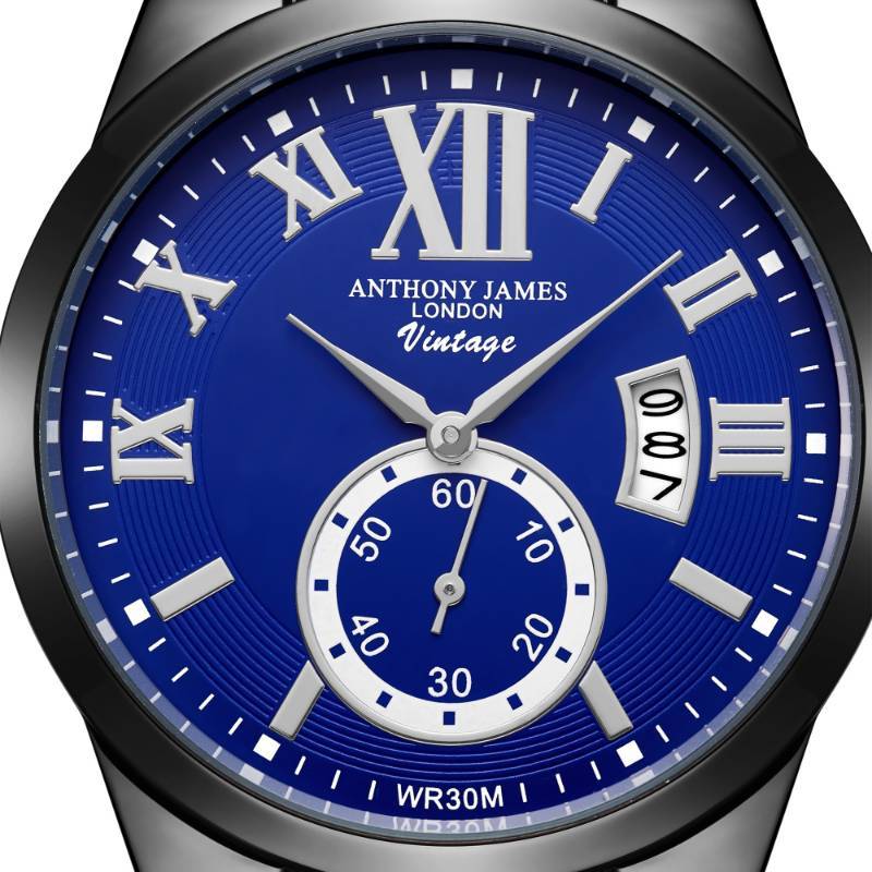 lot 16 image: Anthony James of London Vintage Black and Blue Watch