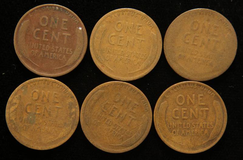 6 EARLY DATE WHEAT CENTS 1910 1911 1911-D 1912 1913 1913-D