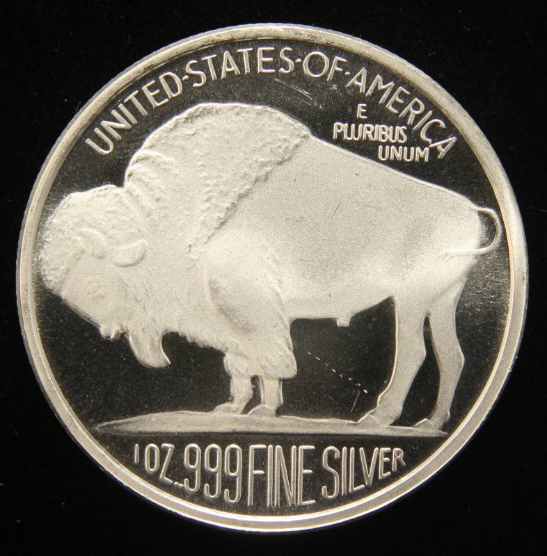 1 TROY OZ. .999 FINE SILVER INDIAN BUFFALO DESIGN