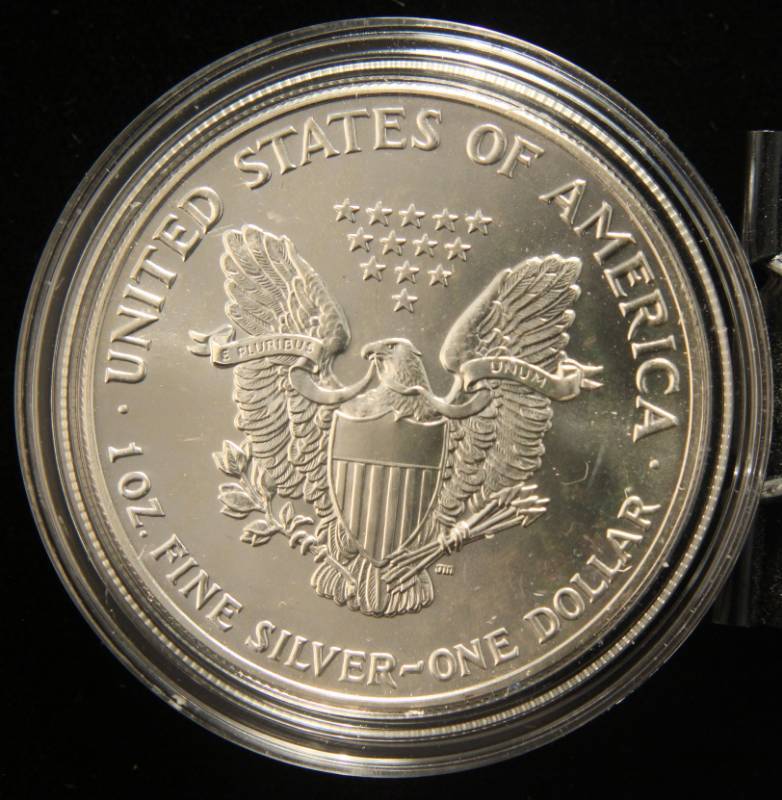 1991 AMERICAN SILVER EAGLE 1 TROY OZ. .999 FINE SILVER IN AIRTITE