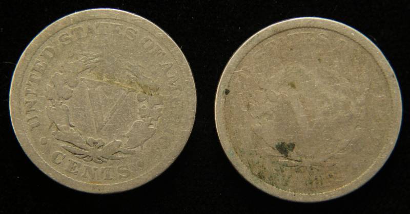 2 LIBERTY V NICKELS 1893 1895