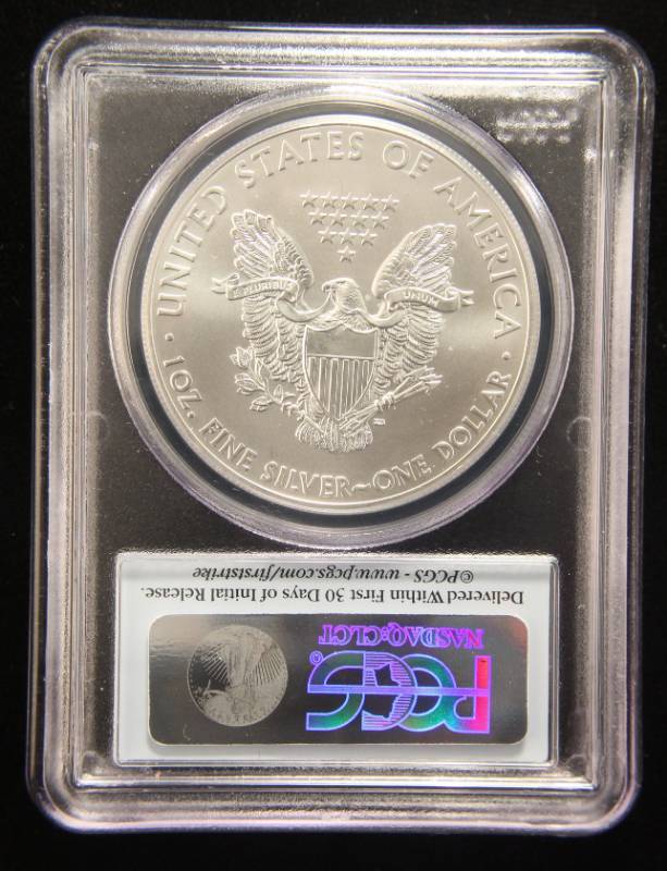 2012(W) AMERICAN SILVER EAGLE 1 TROY OZ. .999 FINE SILVER MS70 PCGS FIRSTSTRIKE