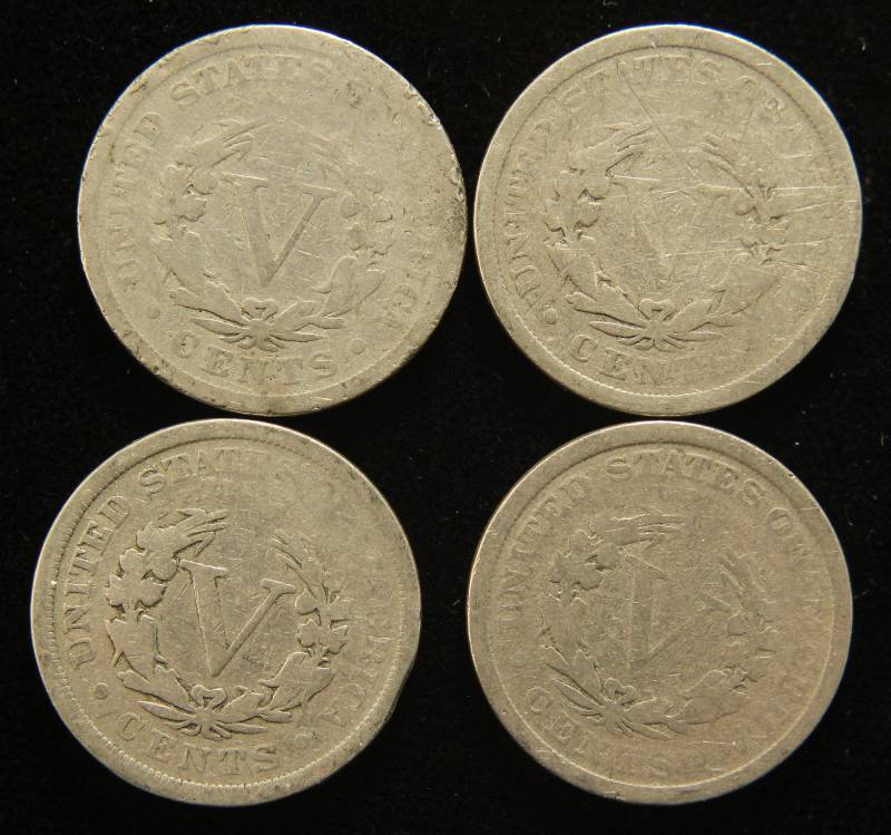 4 LIBERTY NICKELS 1897 1902 1903 1906