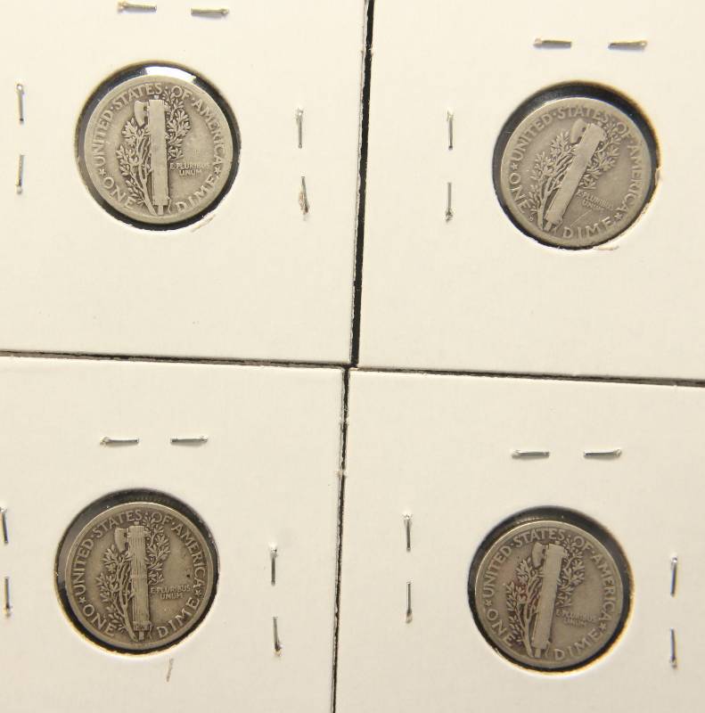 GROUP OF 4 MERCURY DIMES
