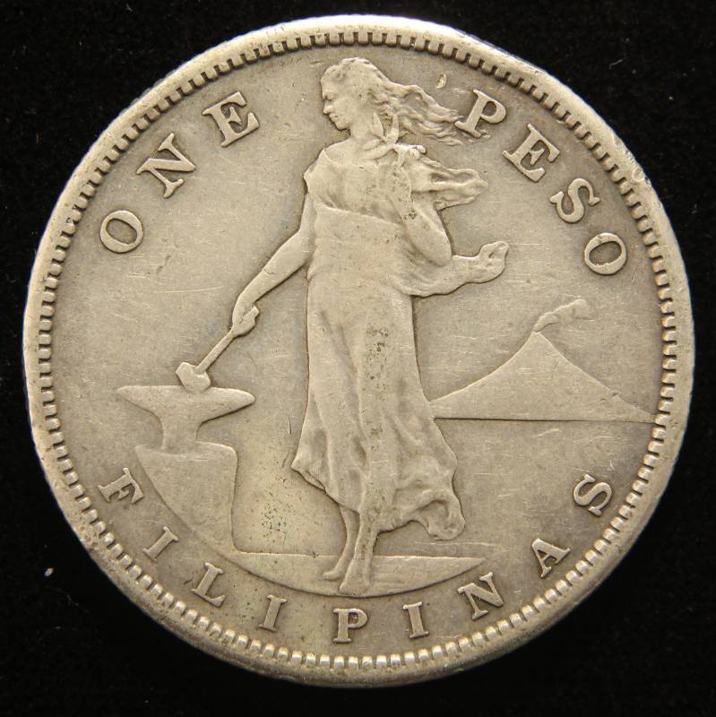1907-S PHILIPPINES UNDER U.S. SOVEREIGNTY SILVER ONE PESO SAN FRANCISCO MINT 20 GRAMS