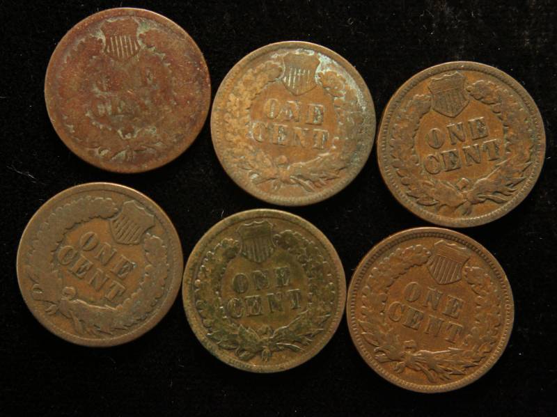 GROUP OF 6 INDIAN HEAD CENTS 1883 1894 1895 1896 1897 1898