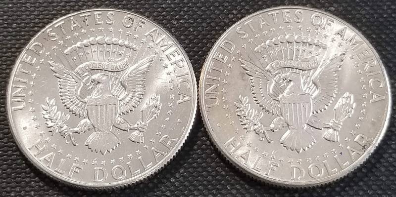 2 AU-UNC 1964 KENNEDY SILVER HALF DOLLARS