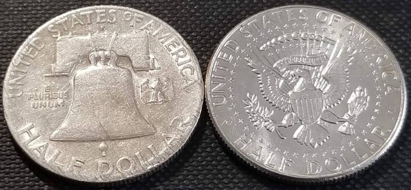 2 SILVER HALF DOLLARS 1949-S FRANKLIN & 1964 KENNEDY