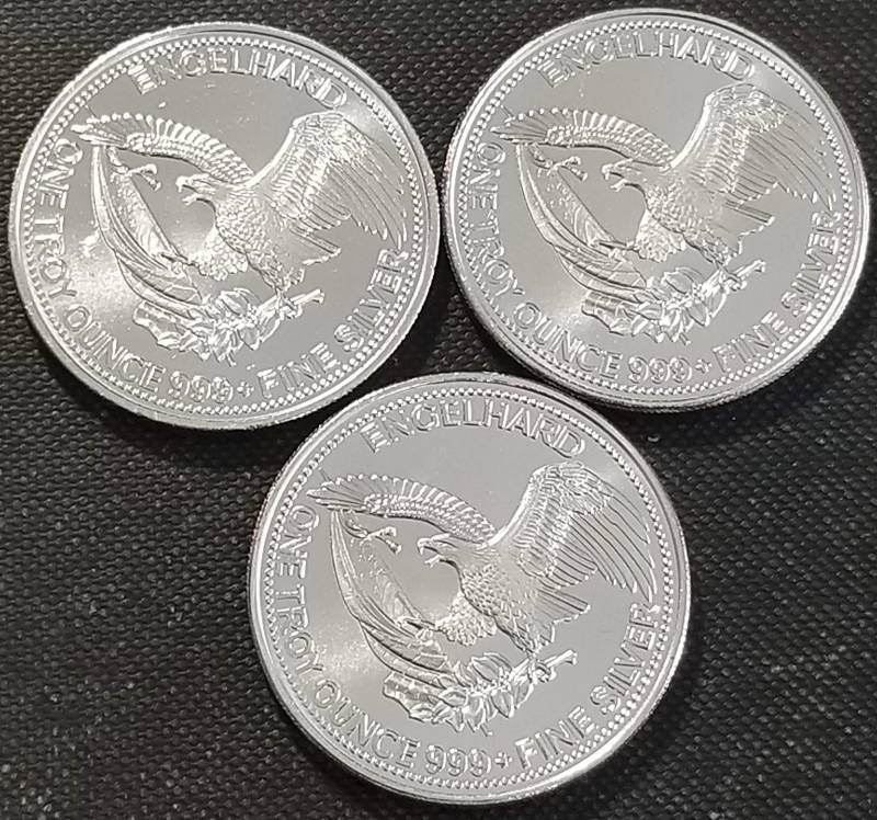 3 TROY OZ. .999 FINE SILVER 3X 1oz AMERICAN PROSPECTOR ENGELHARD ROUNDS
