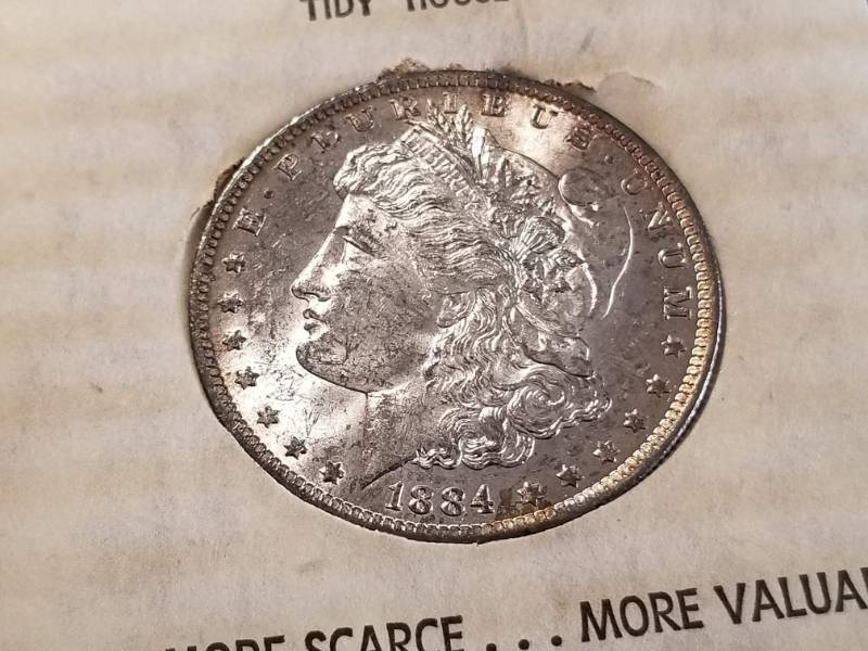 RARE ORIGINAL TIDY HOUSE DOLLAR 1884-O MORGAN NICELY TONED