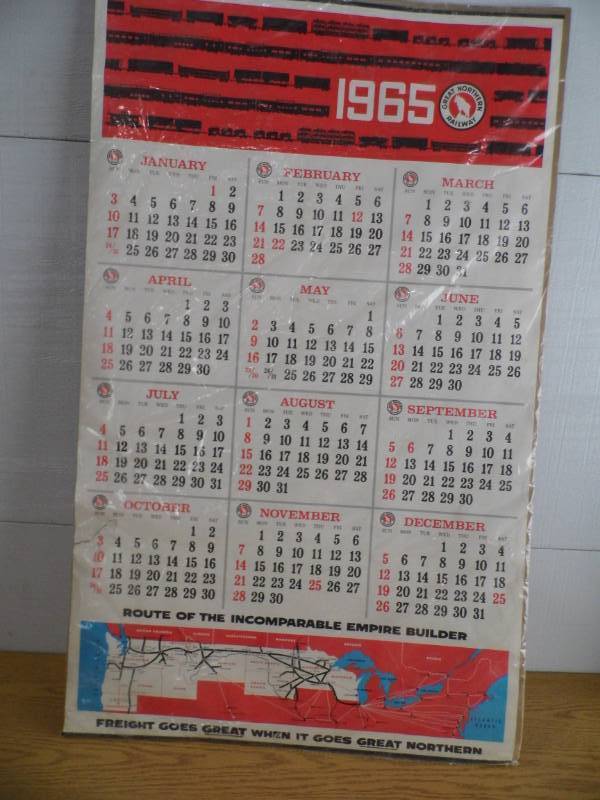 lot 1 image: Great Northern Railroad Calendar