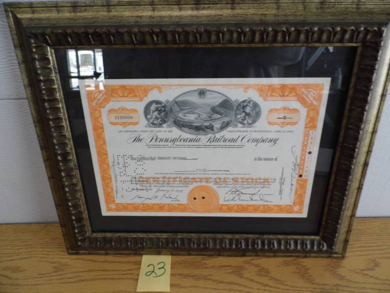lot 23 image: The Pennsylvania RR Co Stock Certificate
