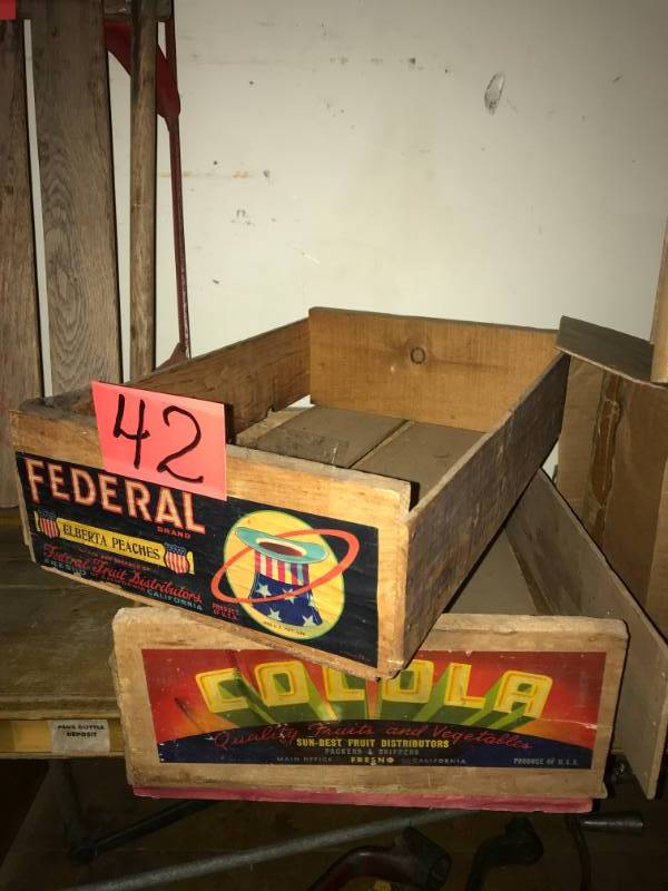 lot 42 image: Vintage fruit crates