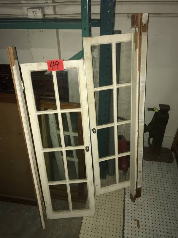 lot 49 image: Two White Wood Cabinet Doors