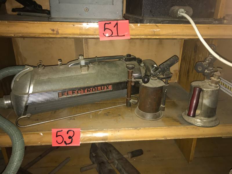 lot 53 image: Electrolux Vacuum Vintage, Two Blowtorches (one brass)