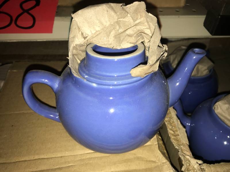 lot 67 image: Two cases of new, blue China Teapots
