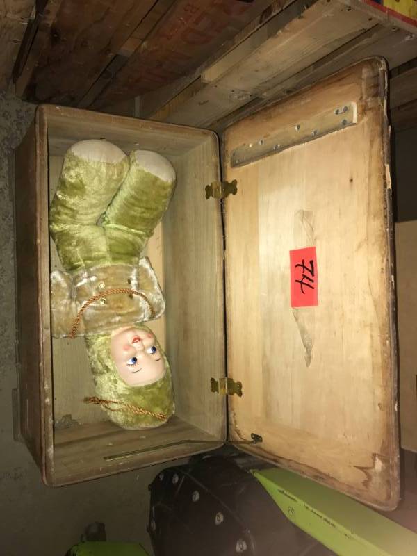 lot 74 image: Wicker Trunk with Vintage Majorette Doll, St. Paul Winter Carnival 