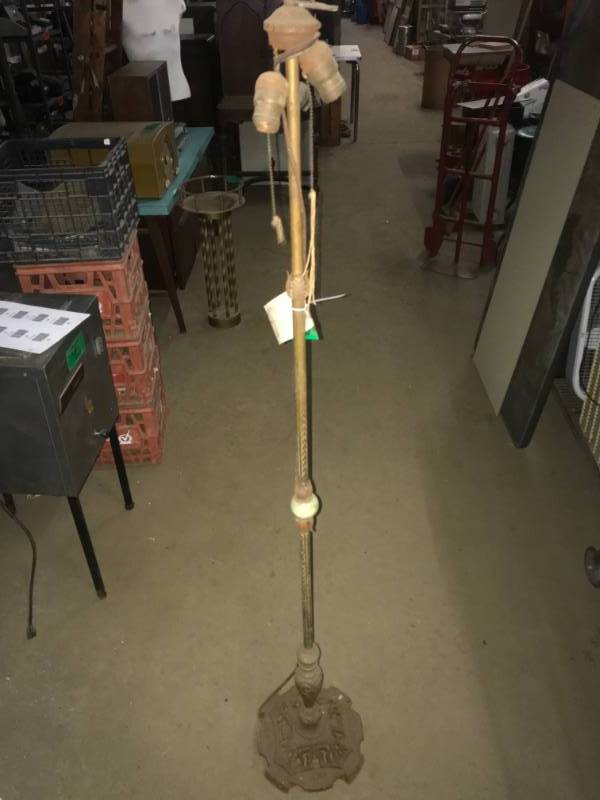 lot 96 image: Antique floor lamp with green marble, c1920