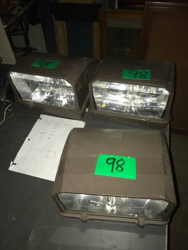 lot 98 image: Three Outdoor Lamps 120V