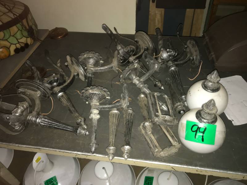 lot 99 image: Seven Gothic Style Wall Lamp Fixtures, Outlet Covers etc