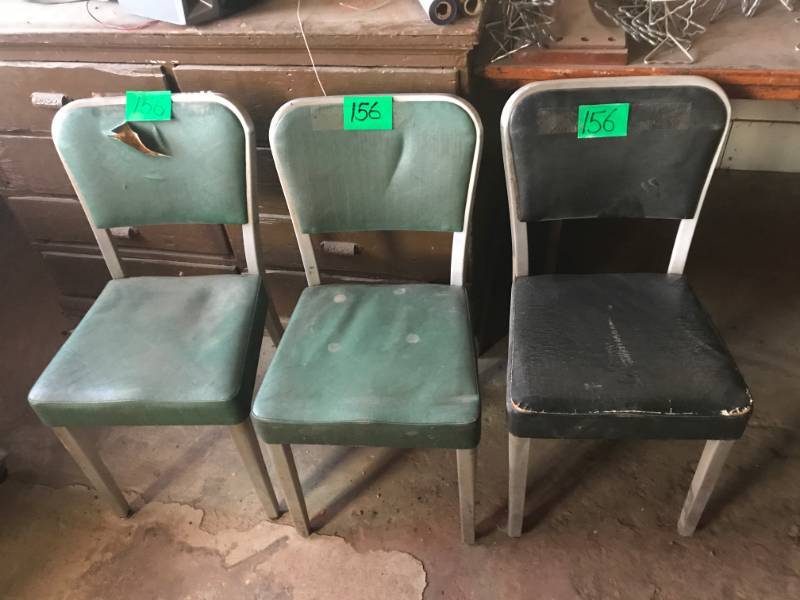 lot 156 image: Three Similar Mid-Century Aluminum General Fireproofing Co. Chairs