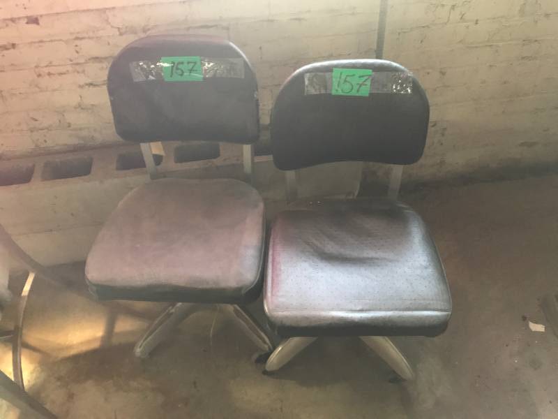 lot 157 image: Two Similar Mid-Century Aluminum Swivel Chairs General Fireproofing