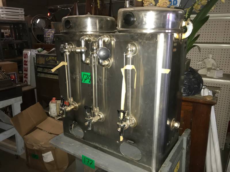 lot 174 image: Mid-Century stainless steel double coffee maker