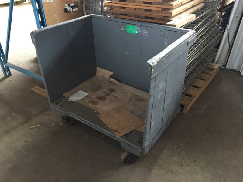lot 265 image: Vintage Wood Cargo Cart wsteel wheels