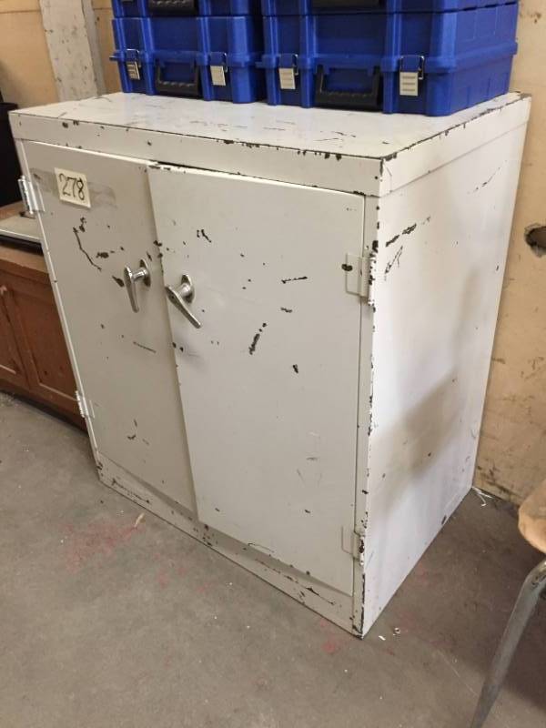 lot 278 image: Shop Cabinet w3 shelves 24x36x41H & Seven Toolboxes