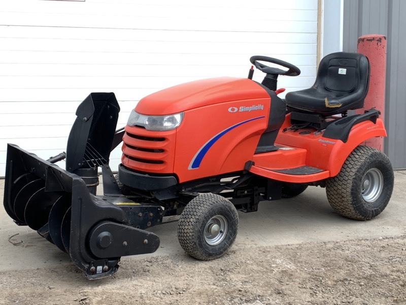 lot 5 image: Simplicity Lawn Tractor With Mower Deck & Snow Blower