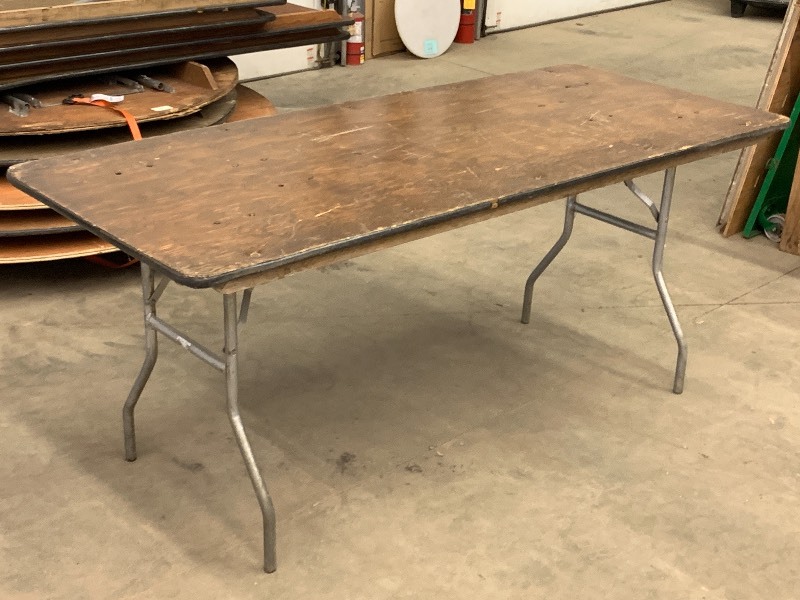 lot 20 image: Lot Of (10) Folding Wooden Party  Banquet Tables