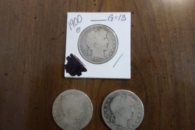 3 Barber Half Dollars 1990-O, 1901-O, 1906
