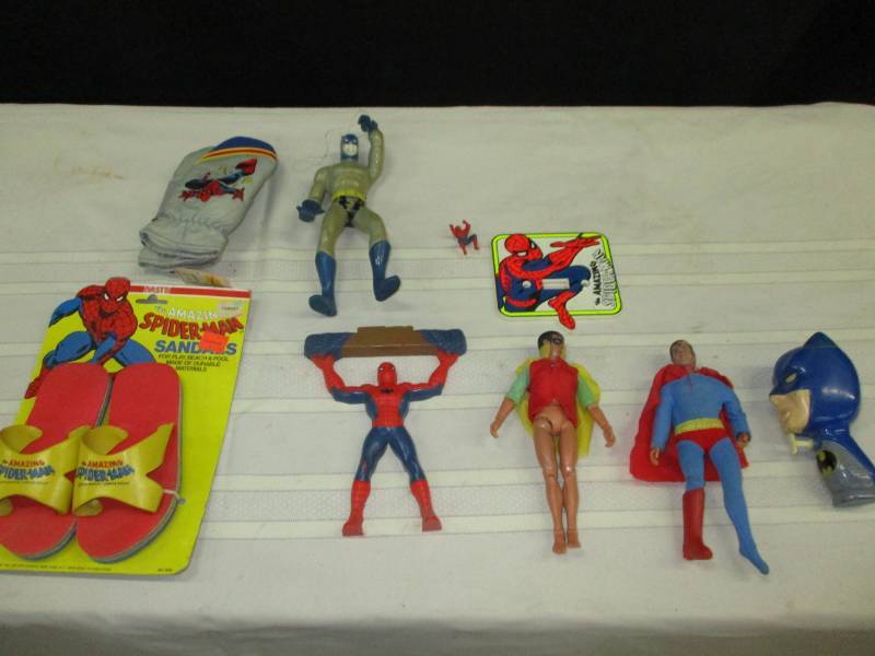 Vintage Spiderman Batman Toys and misc