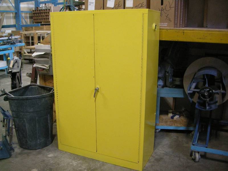 lot 168 image: Yellow Hazardous Materials Safety Storage Cabinet