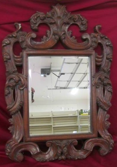 lot 31 image: Vintage Victorian carved wood mirror