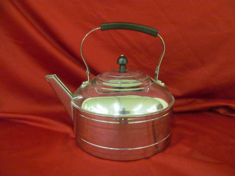 lot 34 image: solid copper tea kettle