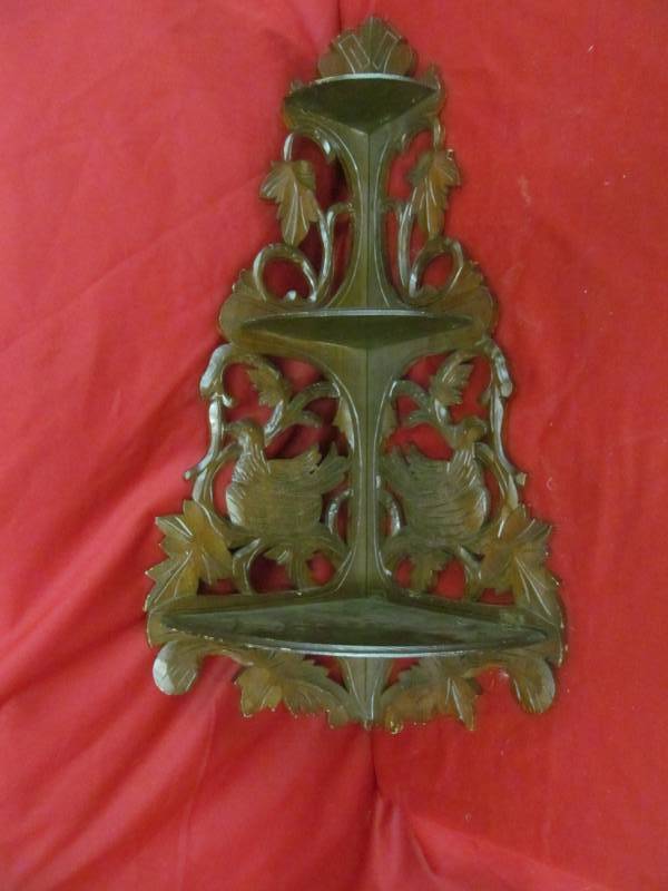 lot 44 image: vintage walnut corner shelf