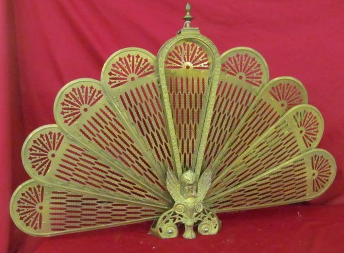 lot 61 image: vintage brass fire place screen