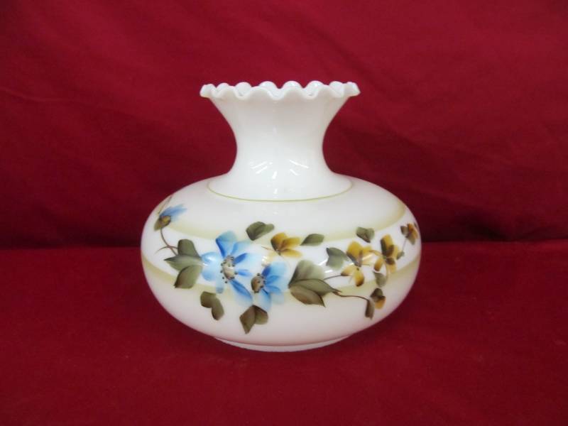 lot 65 image: vintage hand painted glass shade