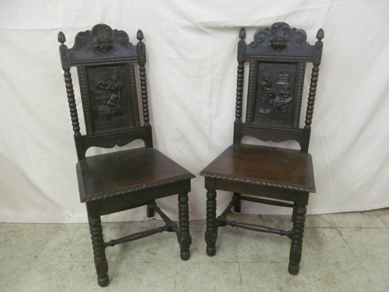 lot 83 image: vintage oak Dutch chairs