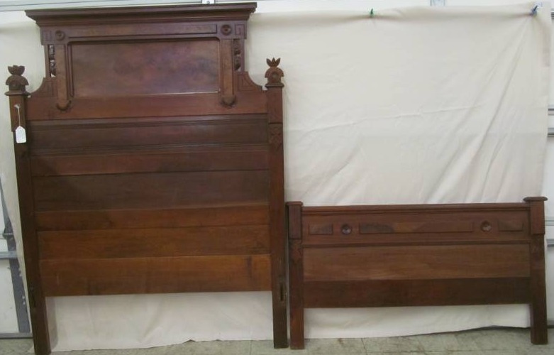 lot 98 image: vintage walnut bedframe