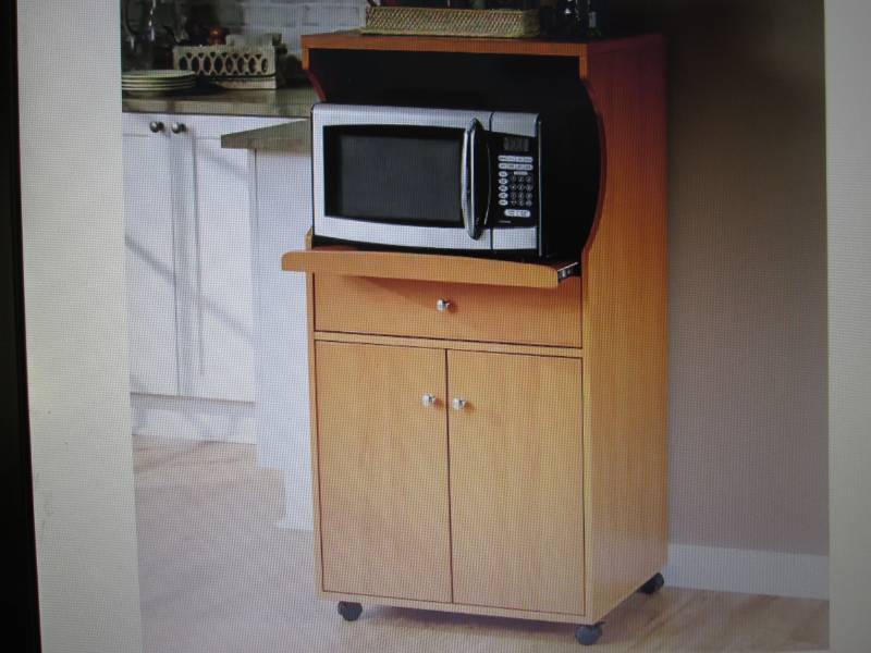 lot 10 image: Alice Rolling Microwave Stand open ...