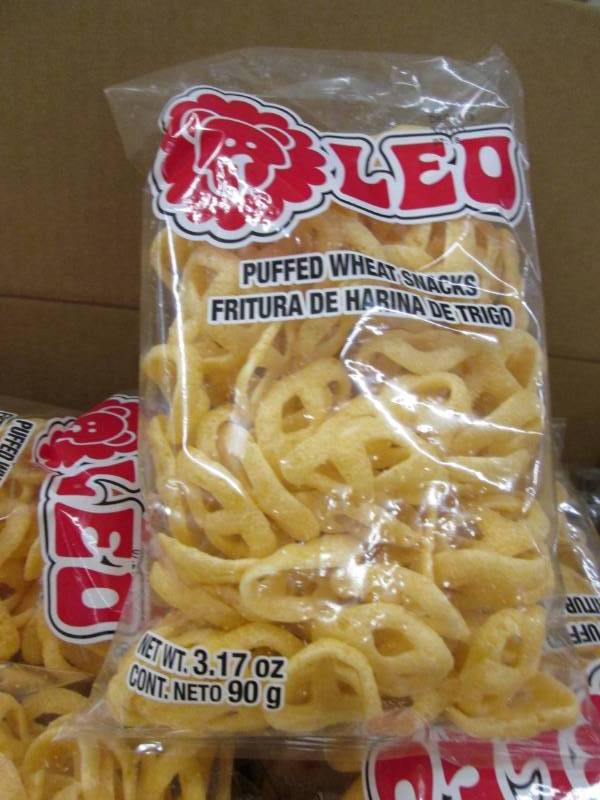 lot 15 image: Case of Leo Puffed Wheat Snacks in ...