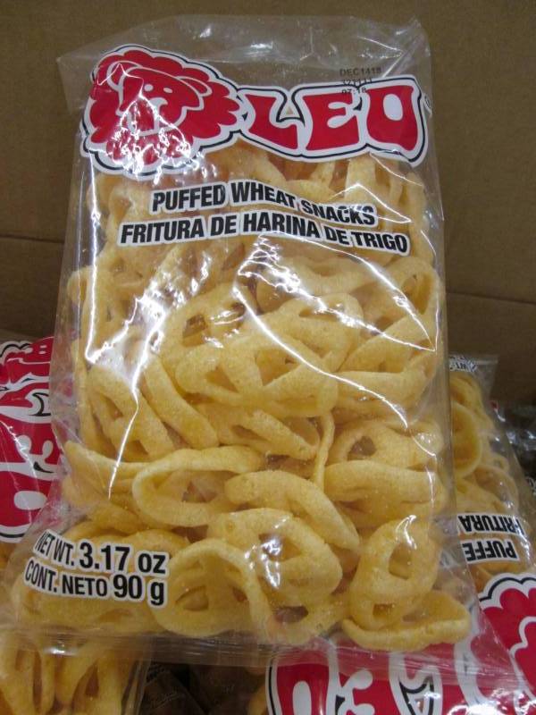 lot 17 image: Case of Leo Puffed Wheat Snacks in ...