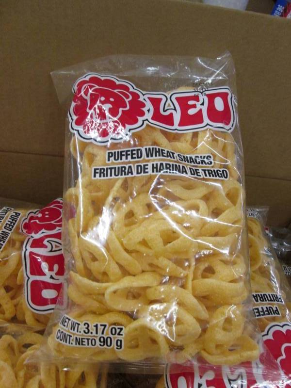 lot 21 image: Case of Leo Puffed Wheat Snacks in ...