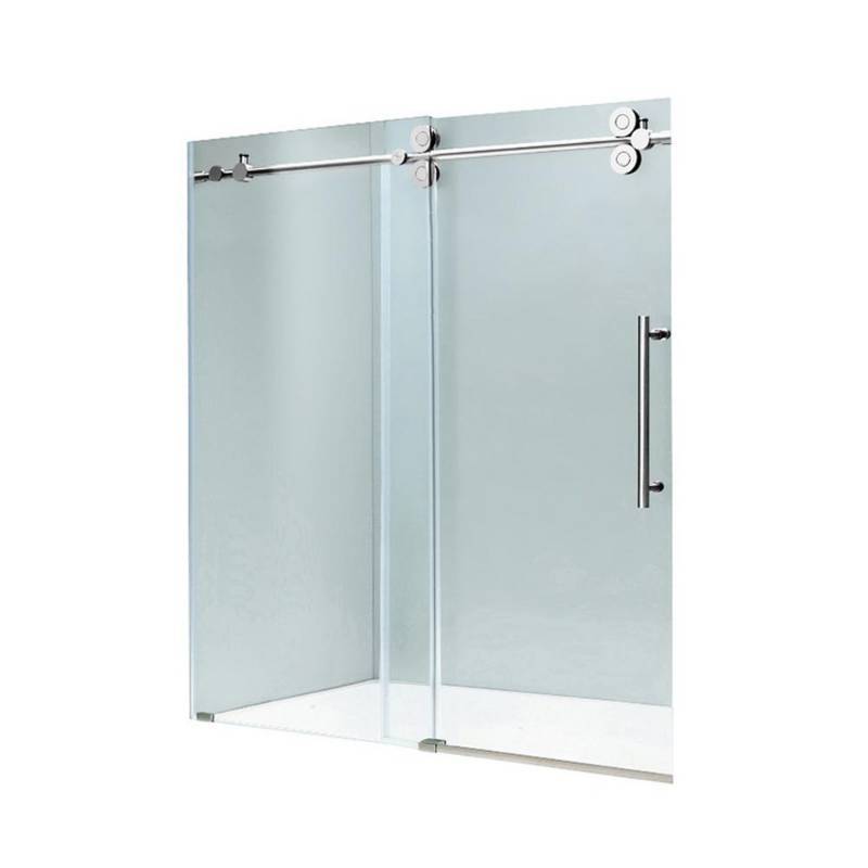 lot 78 image: Vigo Elan 60 in. x 66 in. Frameless Sliding Tub Door in Chrome with Clear Glass, VG6041CHCL6066