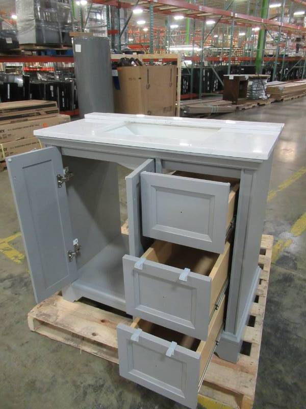 lot 49 image: Home Decorators Collection Stratfield 36 in. W x 21.69 in. D x 34.25 in. H Bath Vanity Cabinet Only in Sterling Gray, SF36-ST