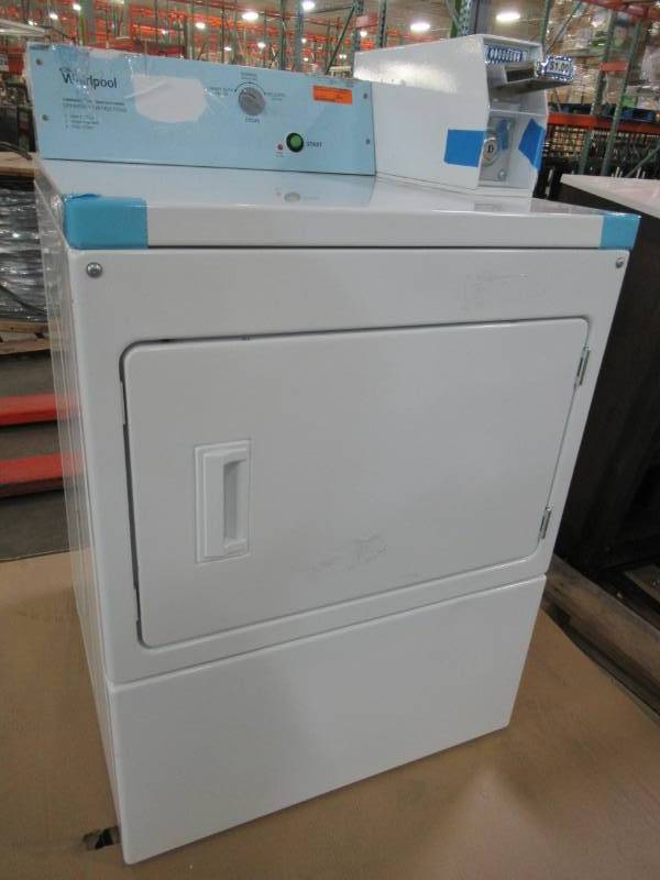 lot 53 image: Whirlpool 7.4-cu ft Coin-Operated Electric Commercial Dryer (White) CEM2745FQ - Missing Key